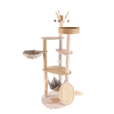 Multi-layers wood cat climb frame